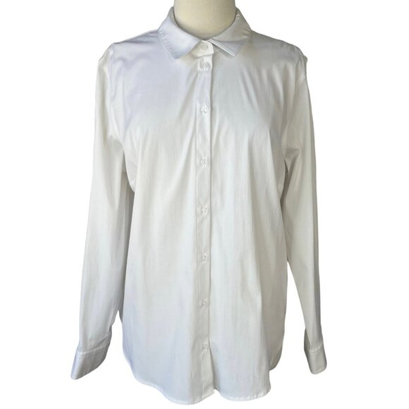Time and Tru Classic Dress Shirt Womens XXL Artic White New LS Core Shirt - Picture 1 of 11